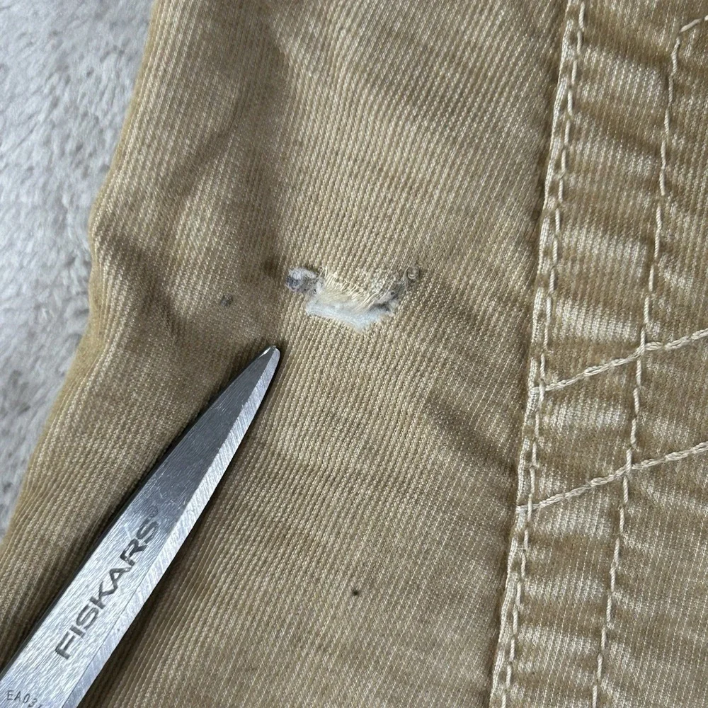 True Religion Ricky Jean Short Men 40 Tan Corduroy Frayed Flap Pocket Jorts Y2K